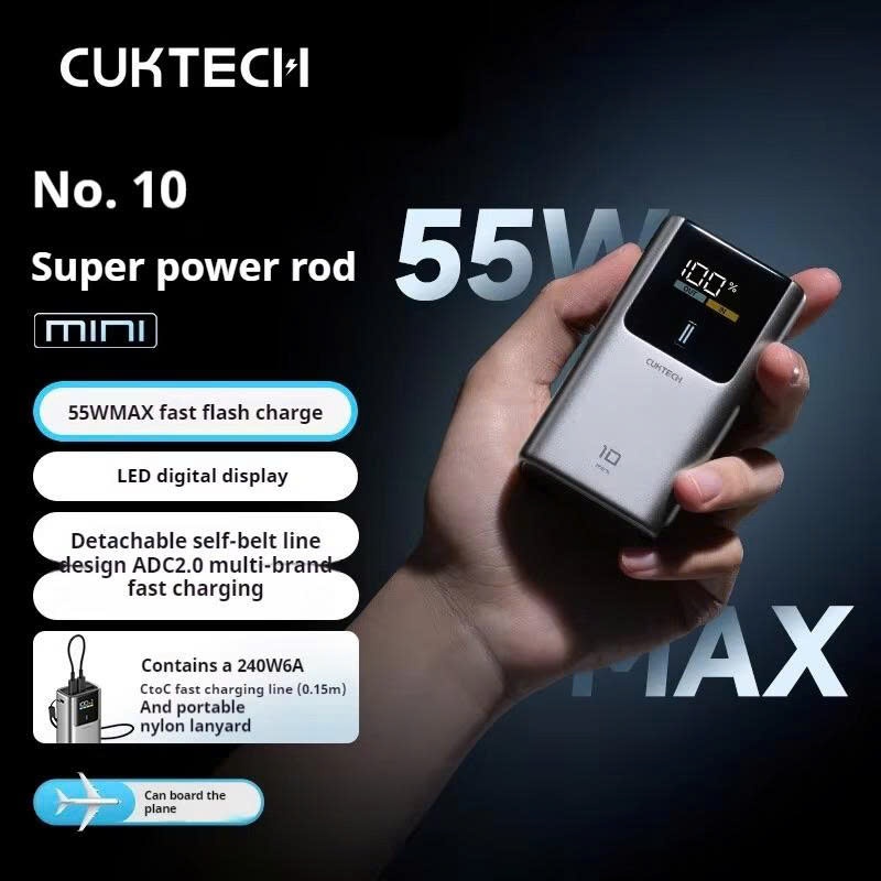 Pin Dự Phòng Cuktech 10 Mini PB1055,  Hỗ Trợ Sạc Nhanh 55W Max, Dung Lượng 10.000mAh, Bảo Hành 18 Tháng | BigBuy360 - bigbuy360.vn