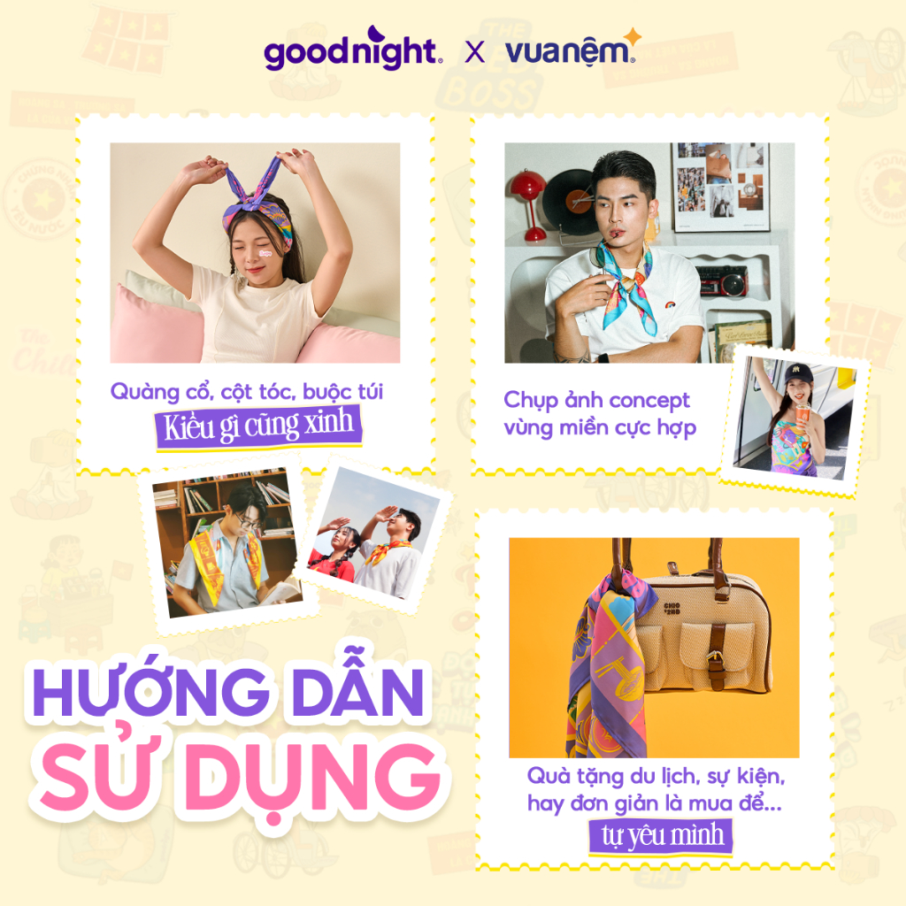 [DEAL MỞ BÁN] Khăn lụa latin cao cấp Goodnight Bandana 70×70 - Khăn lụa quàng cổ