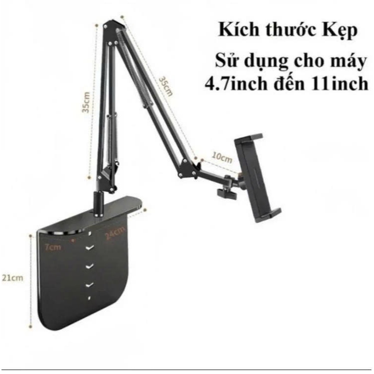 Giá đỡ ipad, điện thoại 2in1 treo đầu giường, để bàn đa năng phiên bản xoay 360 độ giải trí, làm việc chống mõi xếp gọn