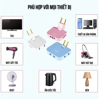 ĐẦU NỐI CHIA ĐIỆN ĐA NĂNG 3 CỬA - Ổ Cắm Điện Xoay 180 Độ Mọi Góc Hẹp,Chạc 3 Ổ An Toàn Chống Cháy Nổ Hiệu Quả
