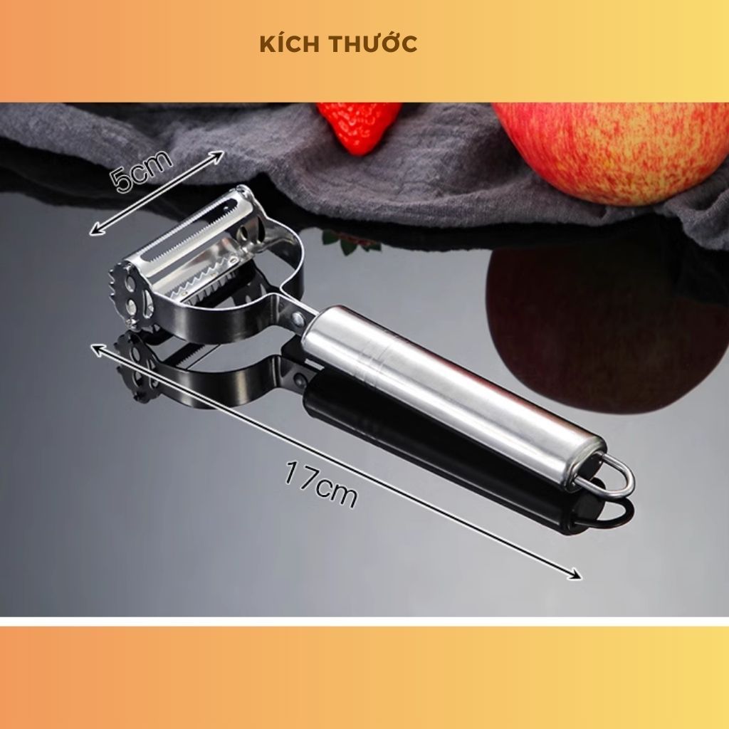 Dao Bào Inox 3 Trong 1 HOMEHOUSE Bào Vỏ Bào Sợi Rau Củ Đồ Sắt Bén Tiện Lợi