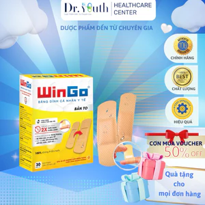 Băng keo cá nhân WinGo (Hộp 70 miếng) Băng dính cá nhân thông thoáng, độ dính cao, co dãn tốt, bảo vệ các vết thương nhỏ