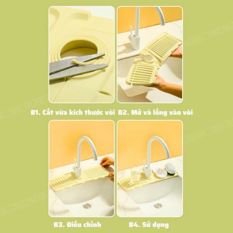 Thảm Silicone Lót Vòi Nước Bồn Rửa Chén Chống Nấm Mốc Bảo Vệ Cho Nhà Bếp Phòng Tắm