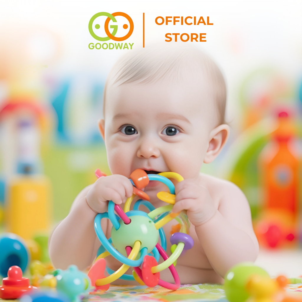 Đồ chơi lục lạc gặm nướu silicone cho bé sơ sinh Goodway Teether Rattle an toàn phát triển giác quan