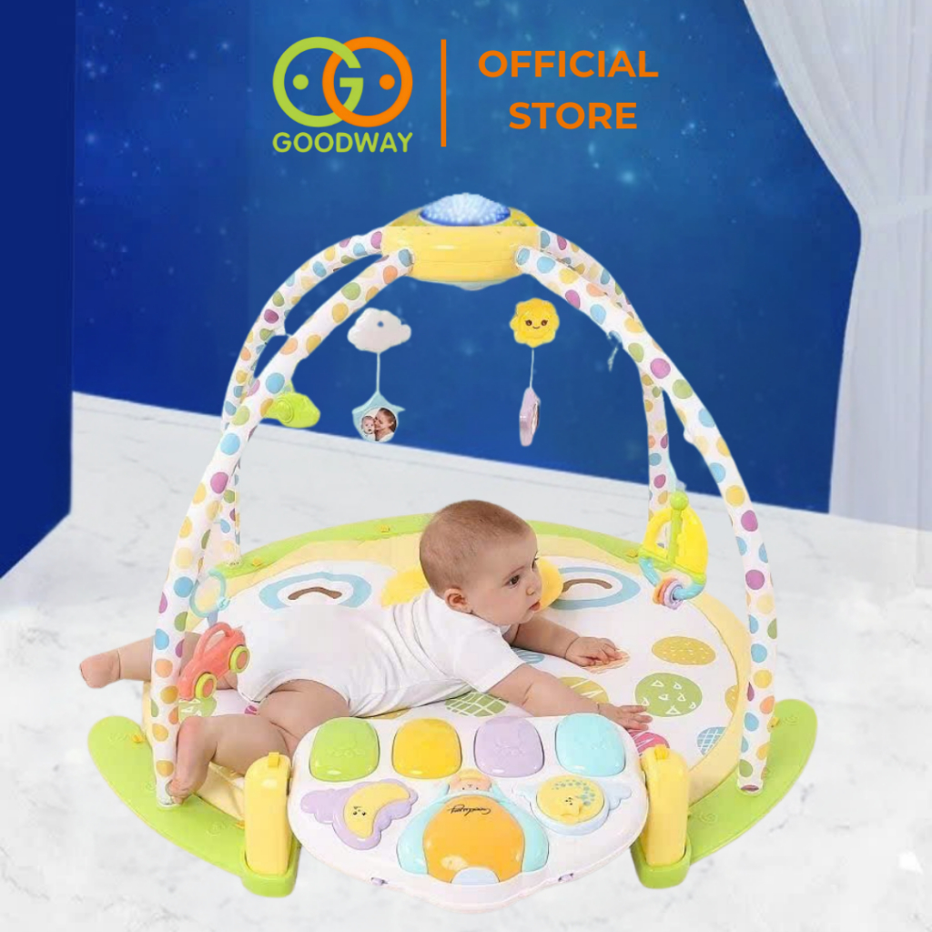 Thảm đồ chơi phát nhạc cho bé sơ sinh có máy chiếu đèn ngủ 3D Goodway thảm đạp đàn piano cho bé