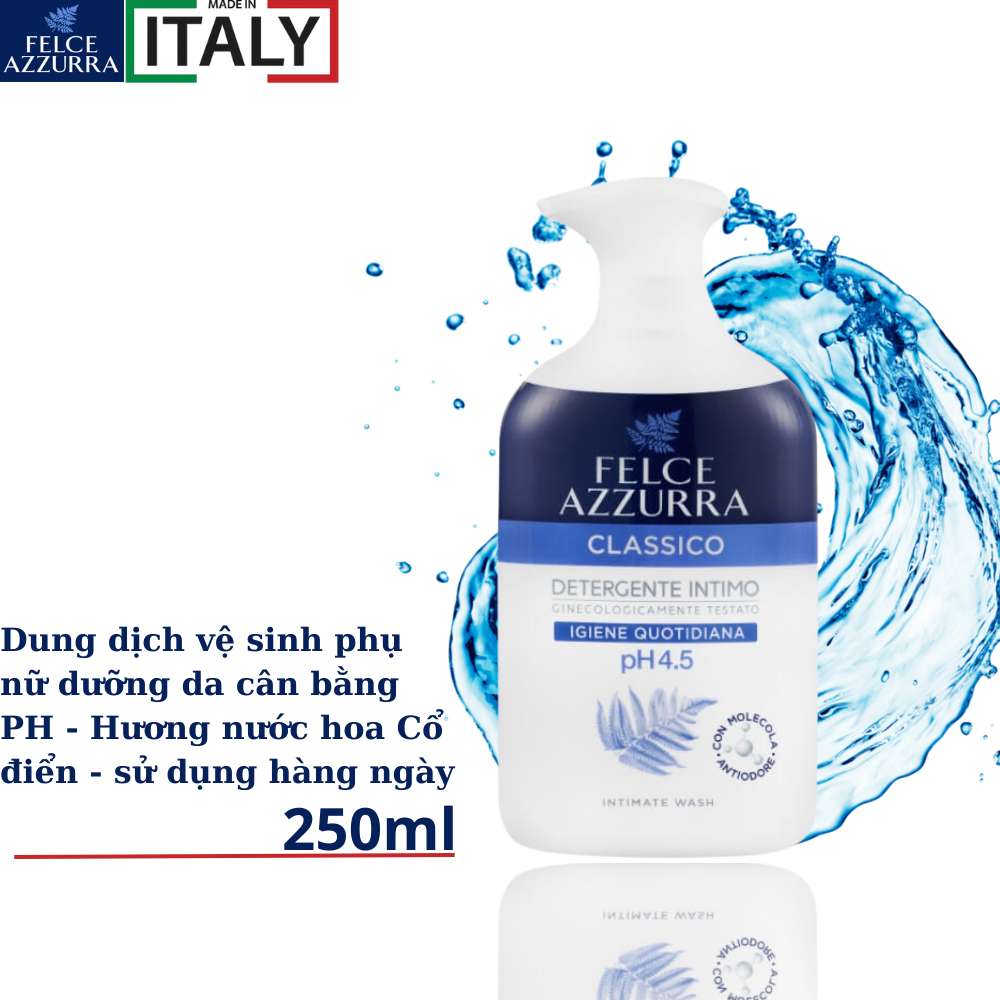 Dung dịch vệ sinh phụ nữ Felce Azzura cân bằng độ PH hương nước hoa cao cấp Ý - 250ml - NK Ý