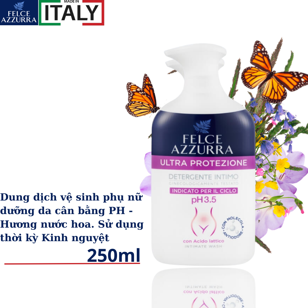 Dung dịch vệ sinh phụ nữ Felce Azzura cân bằng độ PH hương nước hoa cao cấp Ý - 250ml - NK Ý