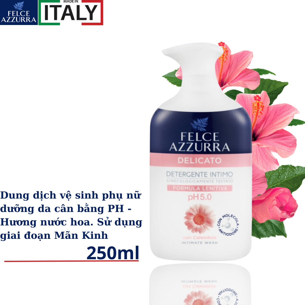 Dung dịch vệ sinh phụ nữ Felce Azzura cân bằng độ PH hương nước hoa cao cấp Ý - 250ml - NK Ý