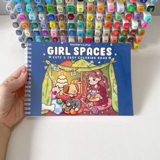 Bộ Tranh Tô Màu Girl Spaces 40 Tranh, Giấy dày 200gsm Quyển A4 A5, Phù Hợp Màu Marker, Acrylic, Chì Màu, Sáp Màu