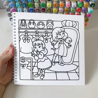Bộ Tranh Tô Màu Girl Spaces 40 Tranh, Giấy dày 200gsm Quyển A4 A5, Phù Hợp Màu Marker, Acrylic, Chì Màu, Sáp Màu