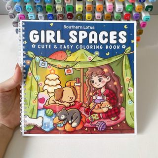 Bộ Tranh Tô Màu Girl Spaces 40 Tranh, Giấy dày 200gsm Quyển A4 A5, Phù Hợp Màu Marker, Acrylic, Chì Màu, Sáp Màu