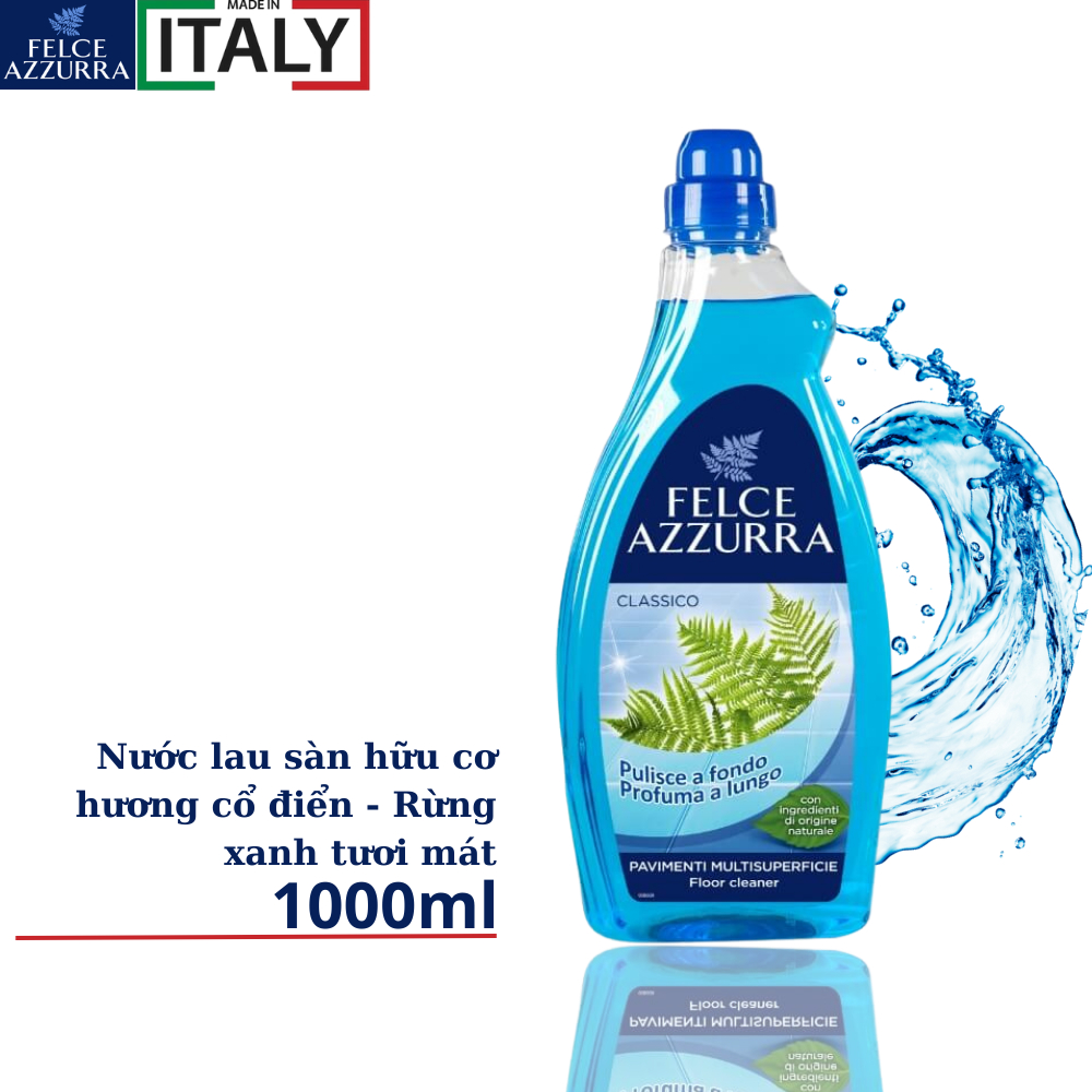 Nước lau sàn hữu cơ hương nước hóa cao cấp  Felce Azzurra - 1000ml -NK Ý