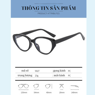 Gọng kính mắt mèo nữ thời trang Hàn Quốc chống tia UV và ánh sáng xanh phong cách tiểu thư HANASO 623