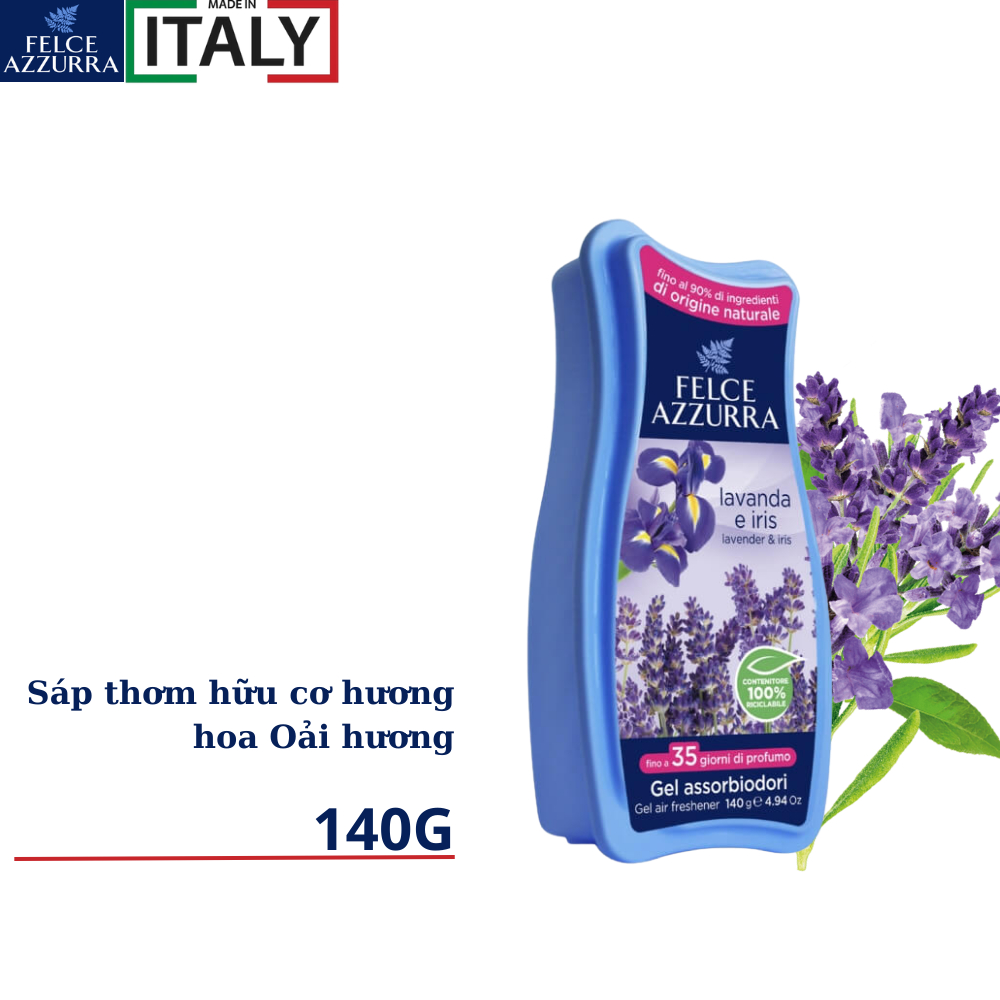 Gel thơm hữu cơ hương nước hoa cao cấp Ý Felce Azzurra - 140g - NK Ý
