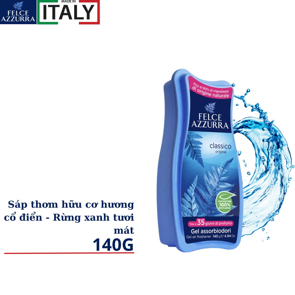 Gel thơm hữu cơ hương nước hoa cao cấp Ý Felce Azzurra - 140g - NK Ý
