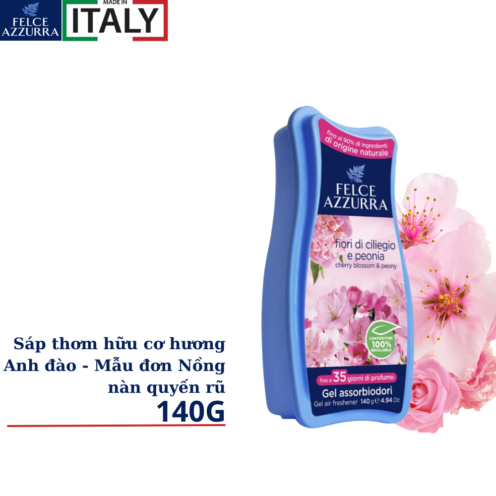 Gel thơm hữu cơ hương nước hoa cao cấp Ý Felce Azzurra - 140g - NK Ý