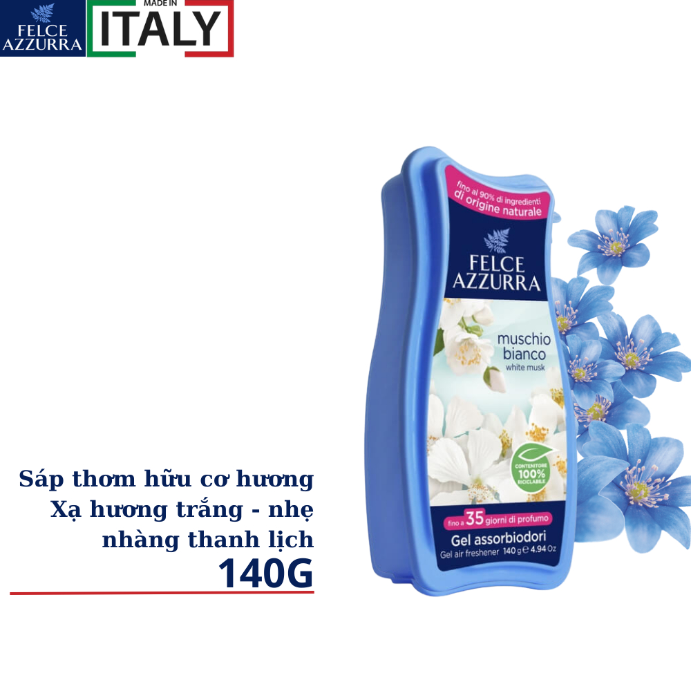 Gel thơm hữu cơ hương nước hoa cao cấp Ý Felce Azzurra - 140g - NK Ý