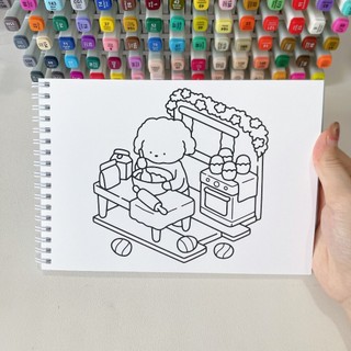 Bộ Tranh Tô Màu Hoppy Corner 40 Tranh, Giấy dày 200gsm Quyển A4 A5, Phù Hợp Màu Marker, Acrylic, Chì Màu, Sáp Màu