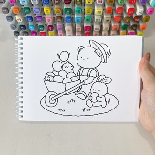 Bộ Tranh Tô Màu Hoppy Corner 40 Tranh, Giấy dày 200gsm Quyển A4 A5, Phù Hợp Màu Marker, Acrylic, Chì Màu, Sáp Màu