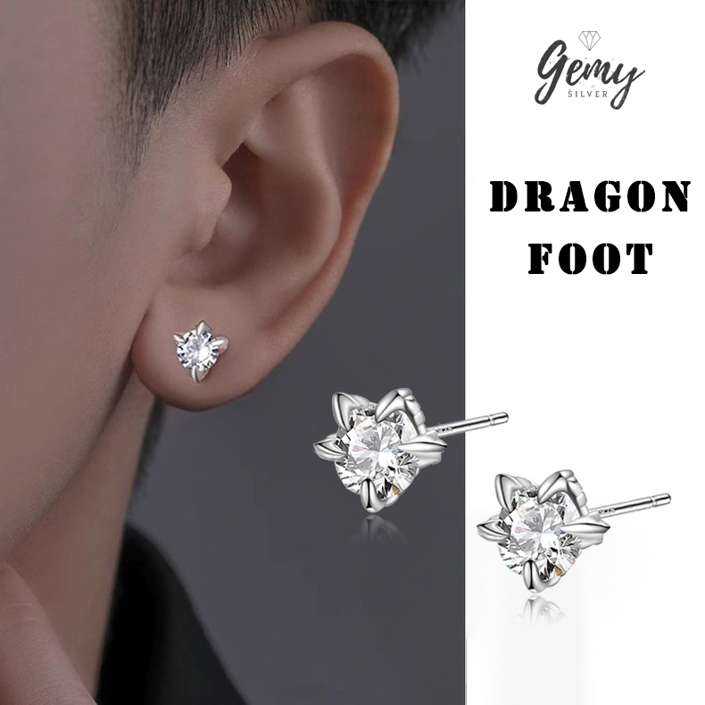 Khuyên tai thanh thẳng nam bạc 925 thiết kế móng rồng Dragon Foot cực chất (1 chiếc) KN156 | GEMY SILVER