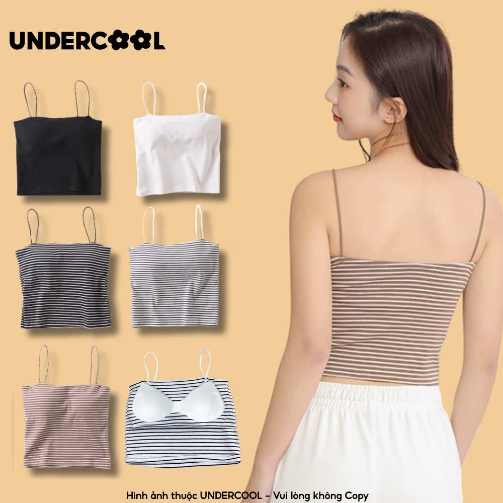 Áo Bra 2 Dây Croptop Kẻ Sọc Ngang Có Đệm Dày UNDERCOOL, Co Giãn 4 Chiều, Tôn Dáng Gợi Cảm A2D37