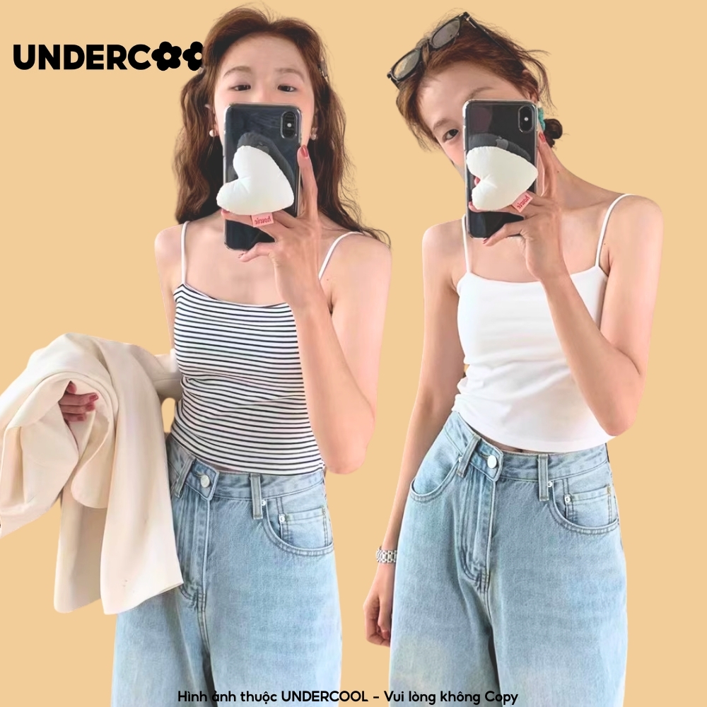 Áo Bra 2 Dây Croptop Kẻ Sọc Ngang Có Đệm Dày UNDERCOOL, Co Giãn 4 Chiều, Tôn Dáng Gợi Cảm A2D37