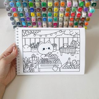 Bộ Tranh Tô Màu Kawaii Cozy 30 Tranh, Giấy dày 200gsm Quyển A4 A5, Phù Hợp Màu Marker, Acrylic, Chì Màu, Sáp Màu