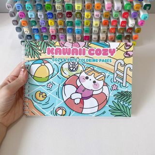 Bộ Tranh Tô Màu Kawaii Cozy 30 Tranh, Giấy dày 200gsm Quyển A4 A5, Phù Hợp Màu Marker, Acrylic, Chì Màu, Sáp Màu
