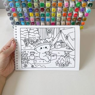 Bộ Tranh Tô Màu Kawaii Cozy 30 Tranh, Giấy dày 200gsm Quyển A4 A5, Phù Hợp Màu Marker, Acrylic, Chì Màu, Sáp Màu