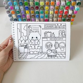 Bộ Tranh Tô Màu Kawaii Cozy 30 Tranh, Giấy dày 200gsm Quyển A4 A5, Phù Hợp Màu Marker, Acrylic, Chì Màu, Sáp Màu