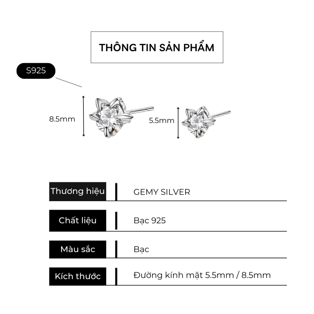 Khuyên tai thanh thẳng nam bạc 925 thiết kế móng rồng Dragon Foot cực chất (1 chiếc) KN156 | GEMY SILVER