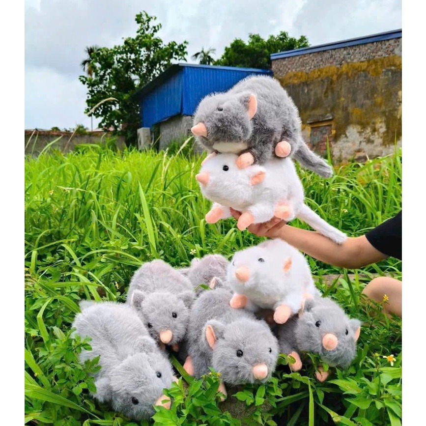 Gấu bông con chuột chất liệu lông thỏ mềm mại kích thước 40Cm làm quà tặng cho bé hay đồ chơi cho mèo