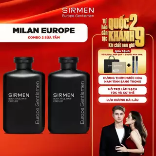 COMBO MILAN EUROPE gồm 02 CHAI Sữa tắm gội nam 4 in 1 hương nước hoa châu Âu SIRMEN Europe Gentlemen cao cấp 350g