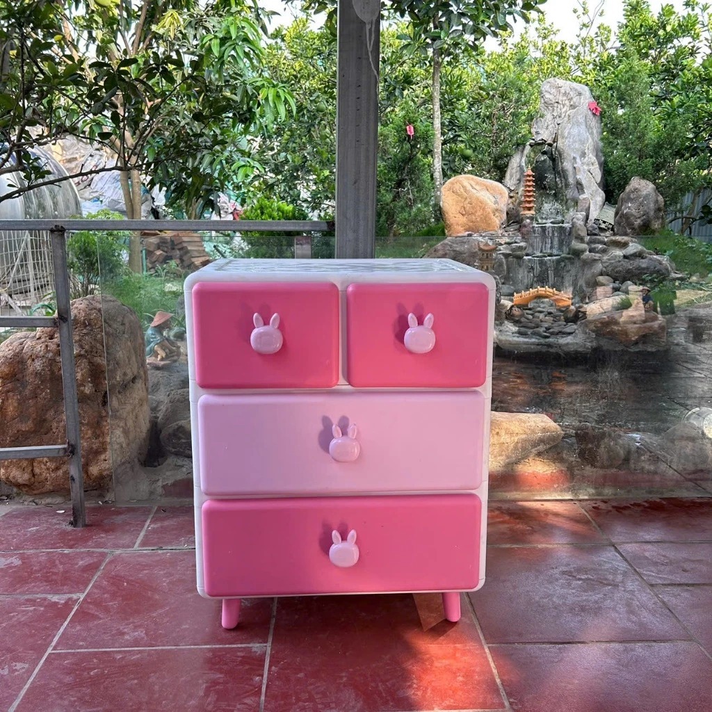 Tủ nhựa gấu thỏ cho bé tiện lợi ngăn kéo 3 - 4 - 5 tầng đựng quần áo, tủ nhựa cho bé, tủ nhựa trẻ em amizin