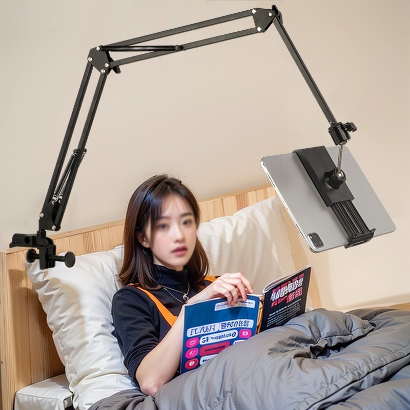 Giá đỡ điện thoại, ipad hợp kim nhôm kẹp bàn, đầu giường mẫu xoay 360 độ quay video,xem phim chụp ảnh chống rung,xếp gọn