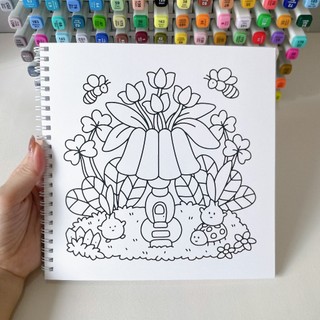 Bộ Tranh Tô Màu Tiny Garden 30 Tranh, Giấy dày 180gsm Quyển A4 A5, Phù Hợp Màu Marker, Acrylic, Chì Màu, Sáp Màu