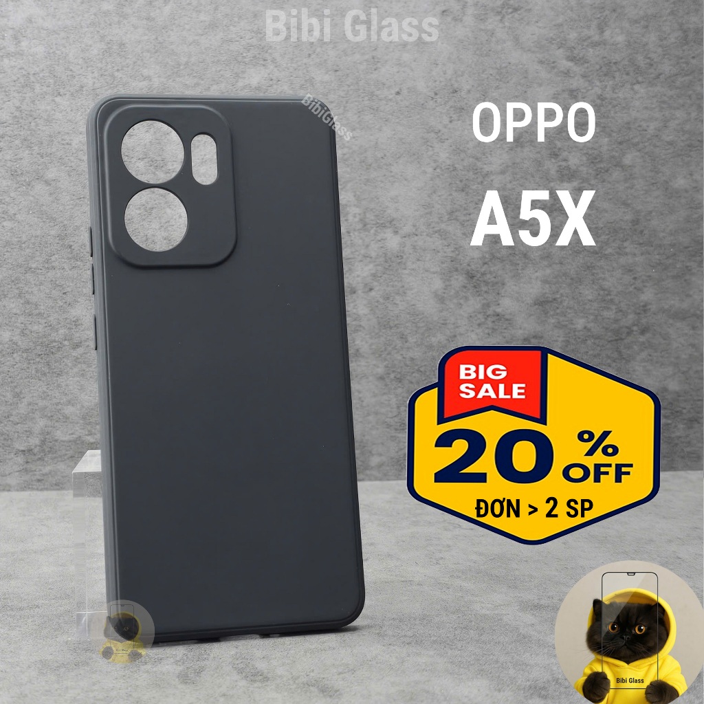 Ốp lưng Oppo A5X cạnh vuông nhựa dẻo tpu cao cấp chống sốc bảo vệ camera điện thoại BIBI GLASS