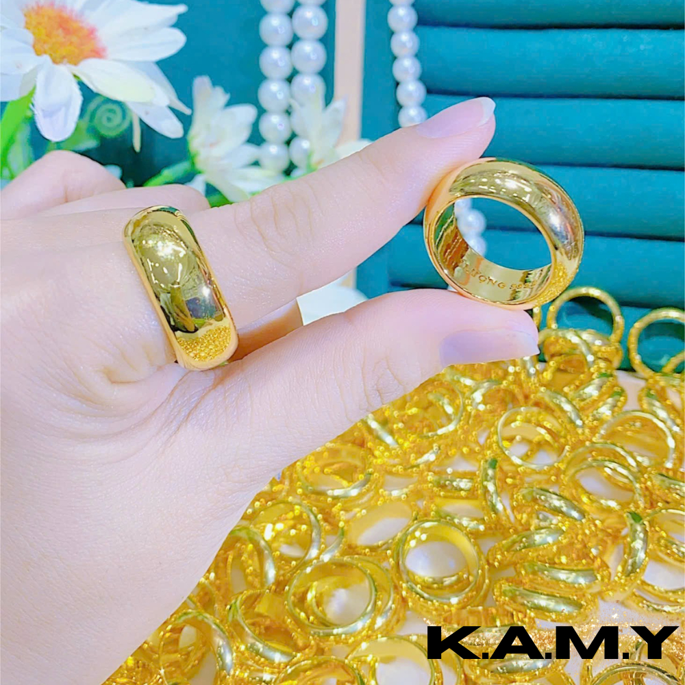 Nhẫn Trơn Vàng 1 Lượng Khắc Kí Hiệu Lượng Sang Trọng Trang Sức Xi Mạ Cao Cấp Bền Màu - Nhẫn Nam Nữ