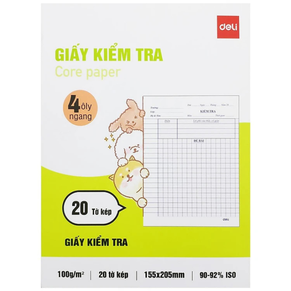 Giấy Kiểm Tra Ô Ly/ Kẻ Ngang Deli Giấy Kiểm Tra 15/25/30 Tờ Dành Cho Học Sinh Cấp 1 2 3