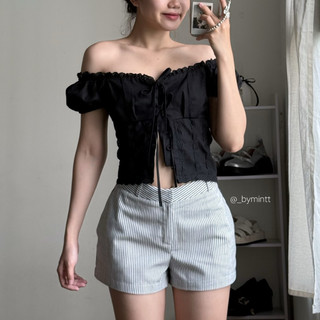 TINI SỌC| Quần short cạp trễ hoạ tiết sọc | Bymintt