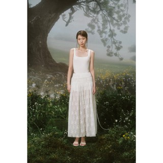 Chân váy OLV ren dài sang trọng thanh lịch Cream Fleur Chiffon Side Tie Maxi Skirt phù hợp đi tiệc