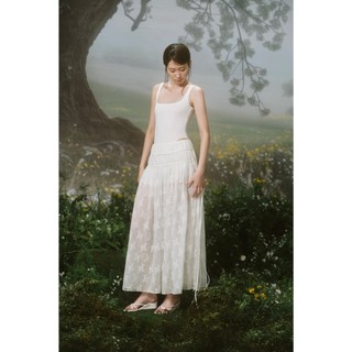 Chân váy OLV ren dài sang trọng thanh lịch Cream Fleur Chiffon Side Tie Maxi Skirt phù hợp đi tiệc