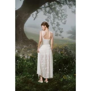 Chân váy OLV ren dài sang trọng thanh lịch Cream Fleur Chiffon Side Tie Maxi Skirt phù hợp đi tiệc