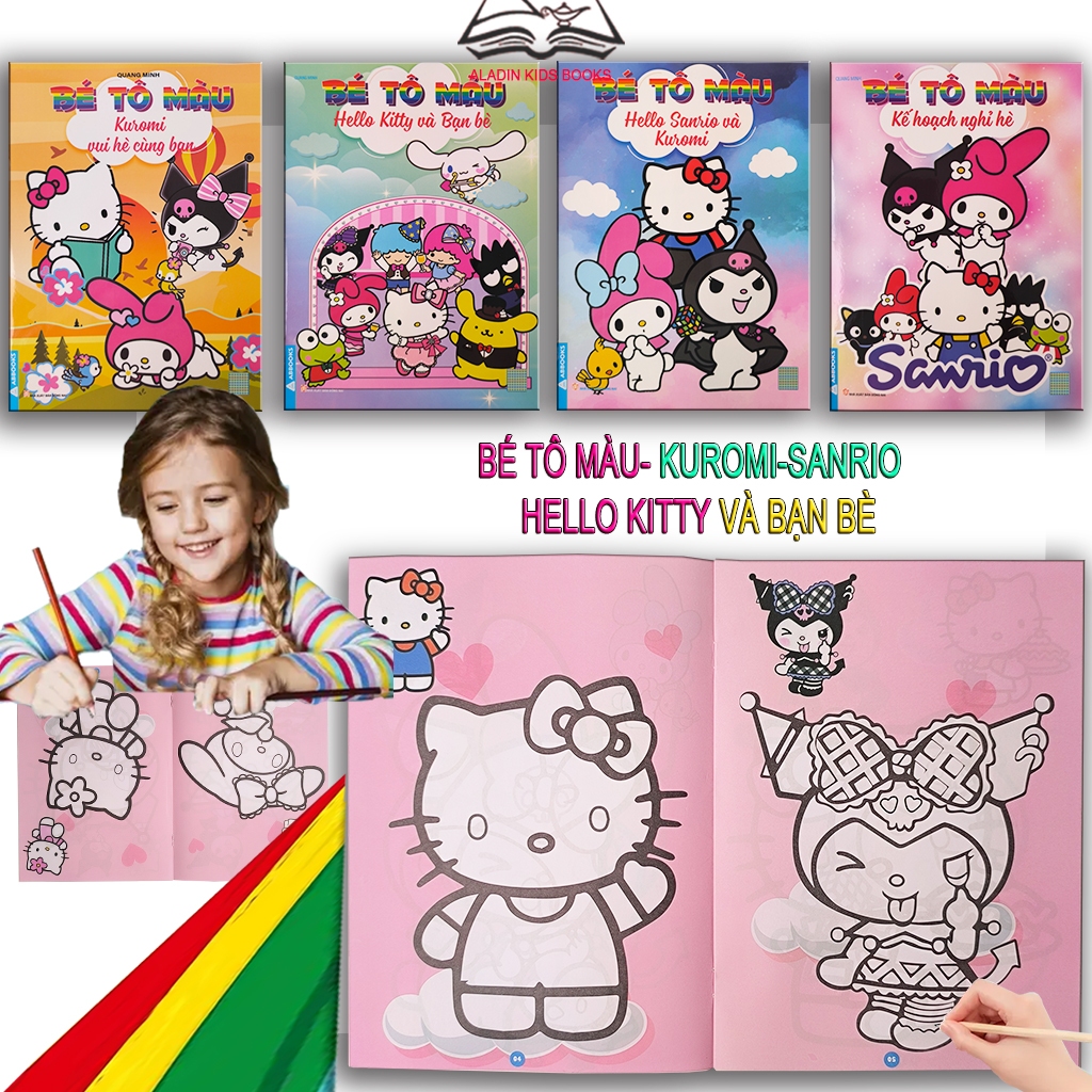 Sách- Bé Tô Màu Kuromi Sanrio Hello Kitty Và Bạn Bè
