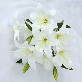 Cành hoa ly 9 bông cao su cao 45cm, bông lớn 10cm kèm nụ