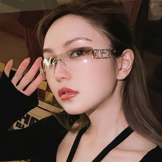 Mắt kính y2k Bự Store nữ dáng hiphop thời trang cá tính màu ombre khói mẫu mới của năm 2048