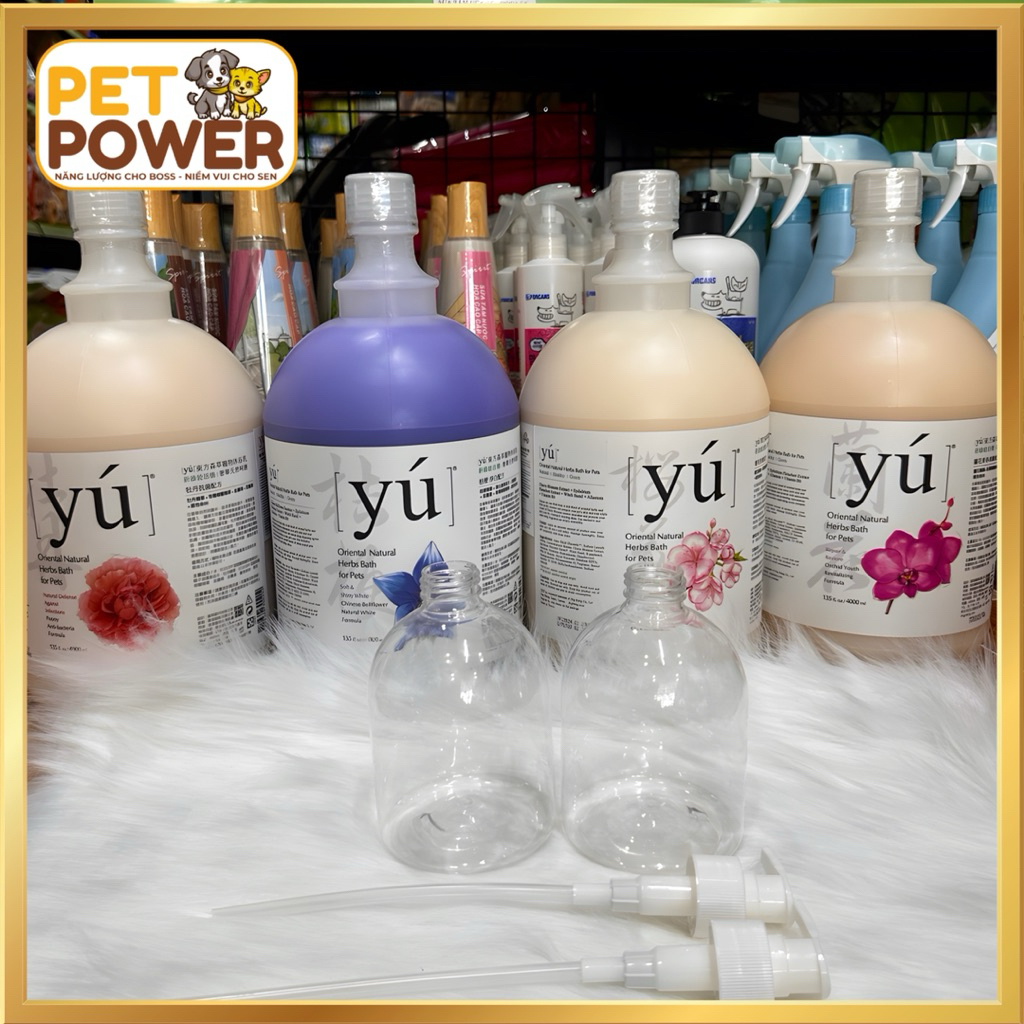 Dầu Tắm Yú Cho Chó Mèo 500ml Chiết Từ Can 4L Chính Hãng – Hoa Anh Đào / Hoa Mẫu Đơn / Hoa Chuông / Hoa Lan
