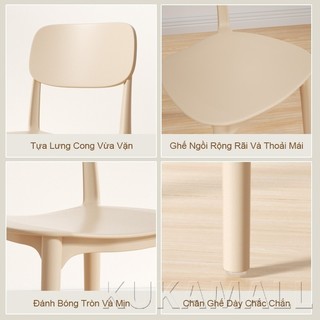 KUKA Ghế ăn nhựa gia đình  Nhẹ gọn  Chống nước  Tựa lưng thoải mái GhếNhựa GhếĂn Phong cách Bắc Âu