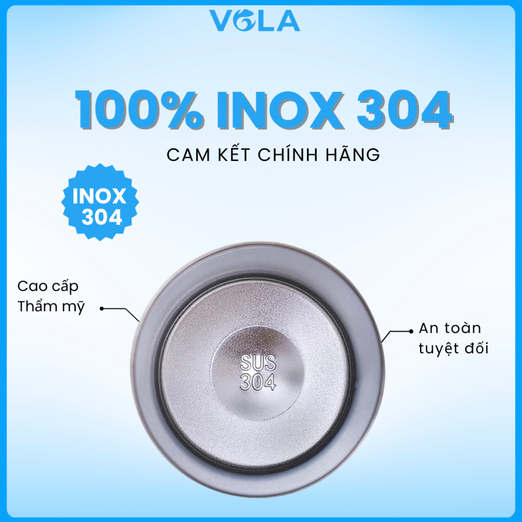 Bình Giữ Nhiệt VOLA 450ml Inox 304, Cốc giữ nhiệt hoạt hình có ống hút - Khắc tên theo yêu cầu