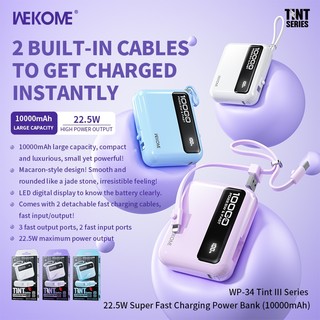 Cục Tích Điện WEKOME WP-34 10000mAh USB QC 22.5W, TypeC PD 20W, Kèm 2 cáp sạc - Nhất Tín Computer